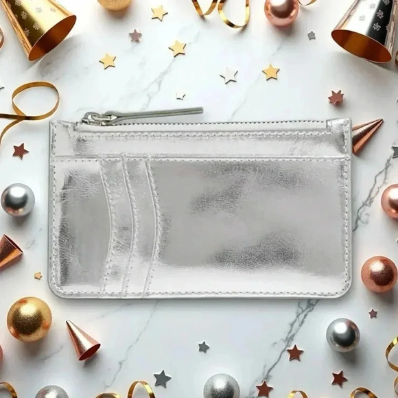 🆕J. Crew Metallic Leather  Mini Card Wallet - Picture 3 of 12